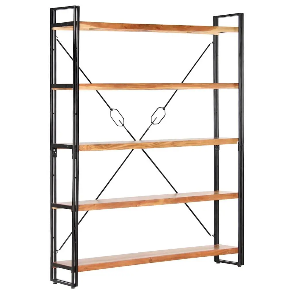 5-Tier Bookcase with Solid Acacia Wood