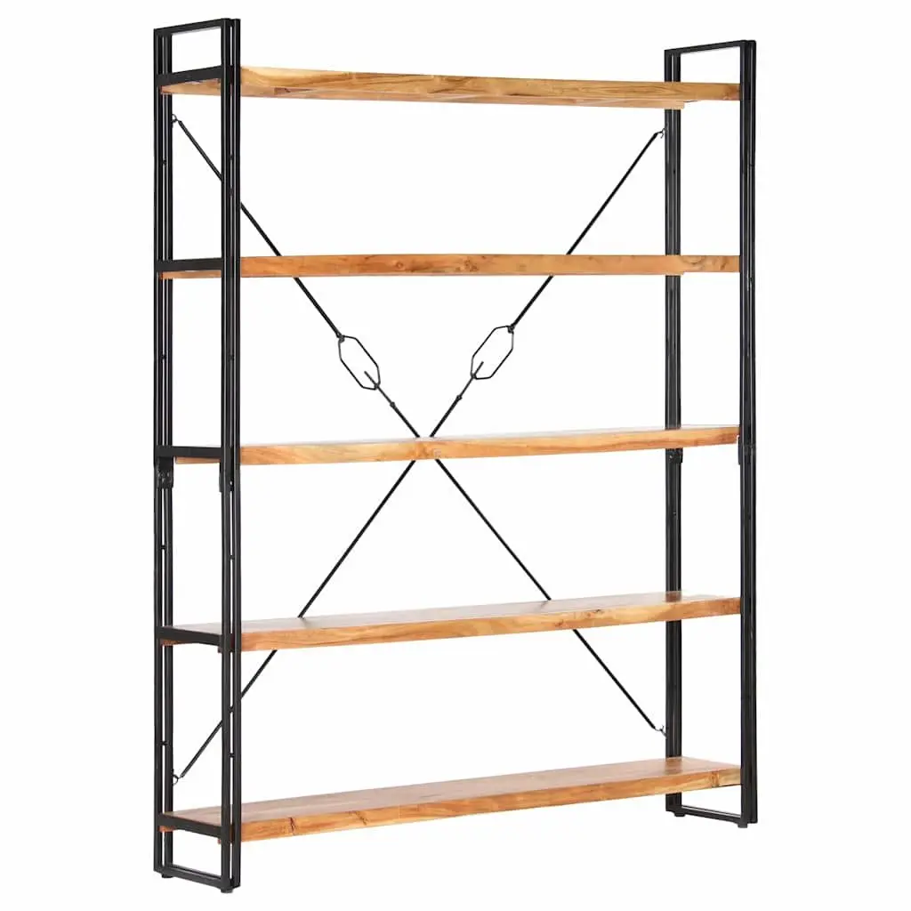 5-Tier Bookcase with Solid Acacia Wood