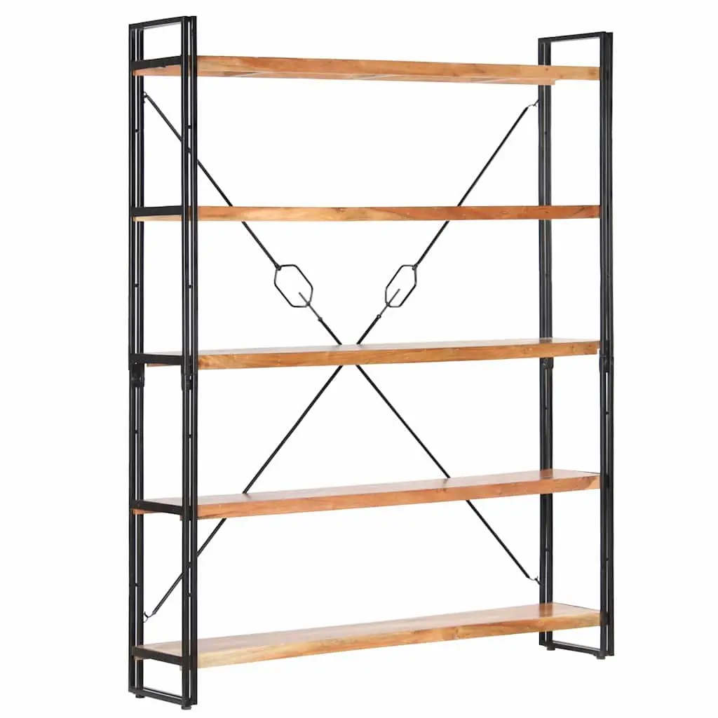 5-Tier Bookcase with Solid Acacia Wood