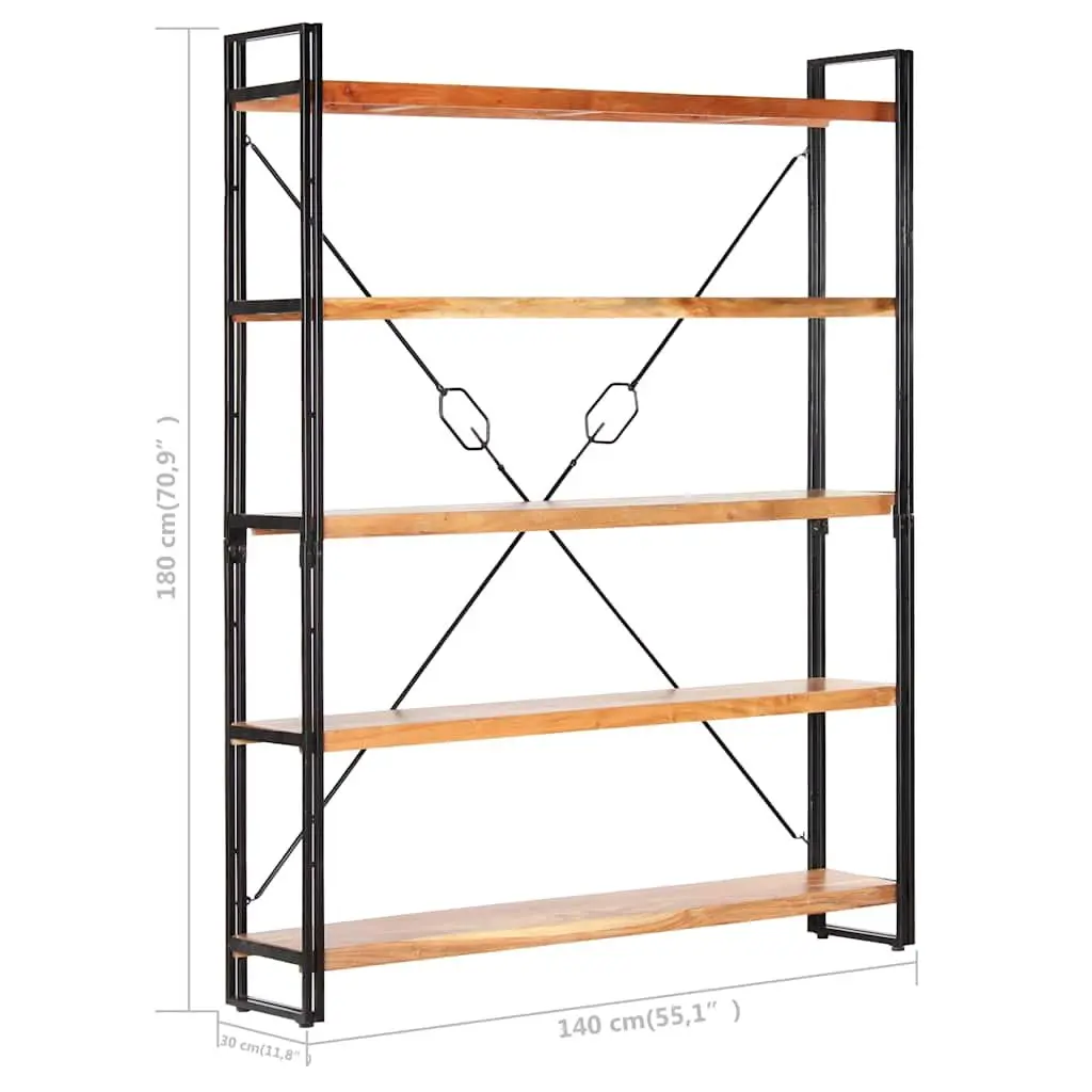 5-Tier Bookcase with Solid Acacia Wood