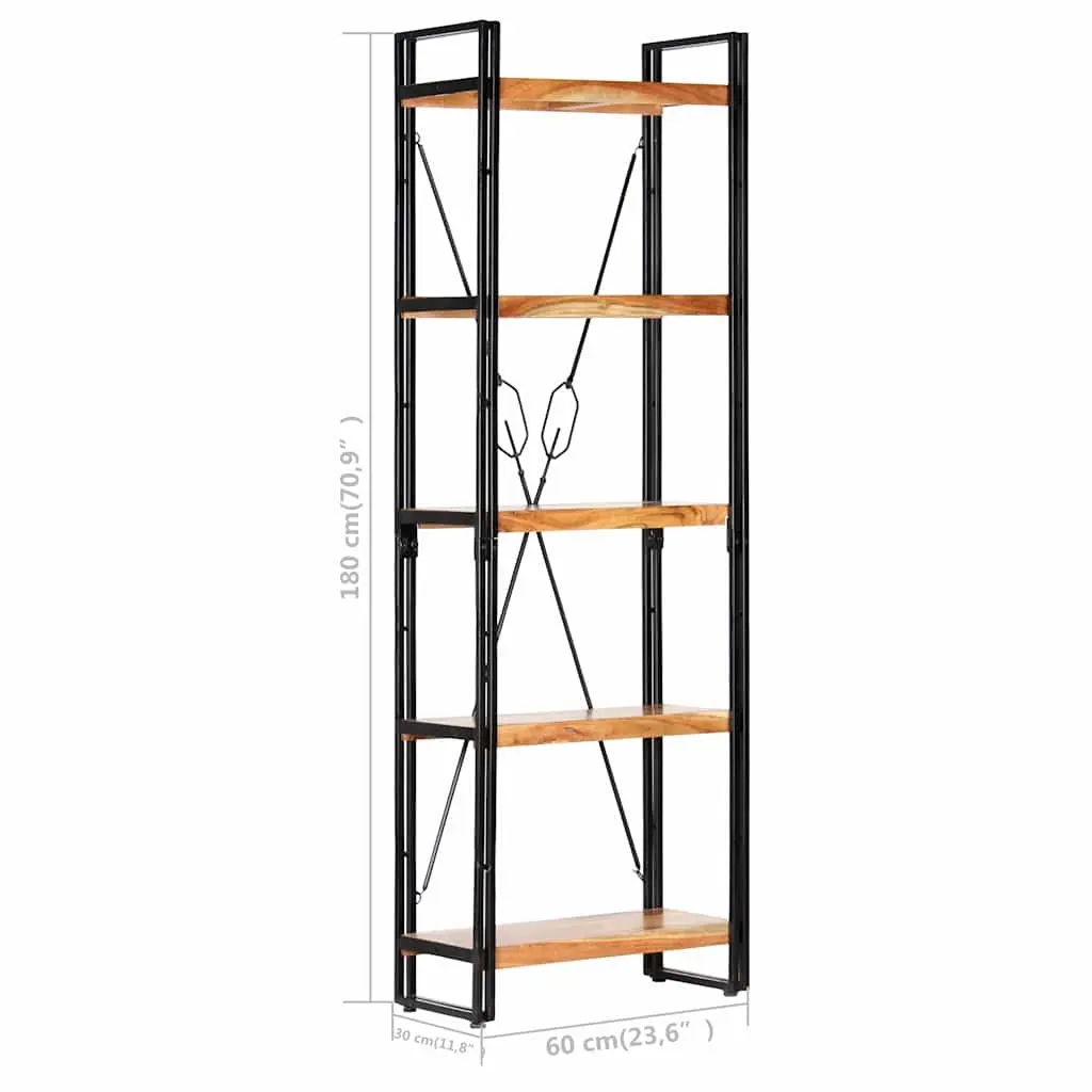 5-Tier Bookcase in Solid Acacia Wood
