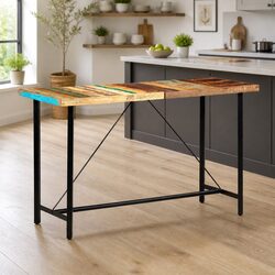 Industrial Bar Table with Sturdy Steel Frame - 180x70x107 cm