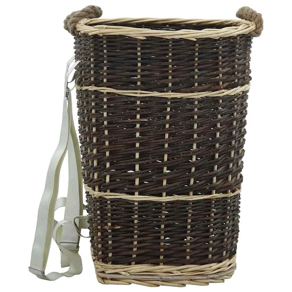 Firewood Backpack Carrier with Belts Natural Willow Log Storage Transport