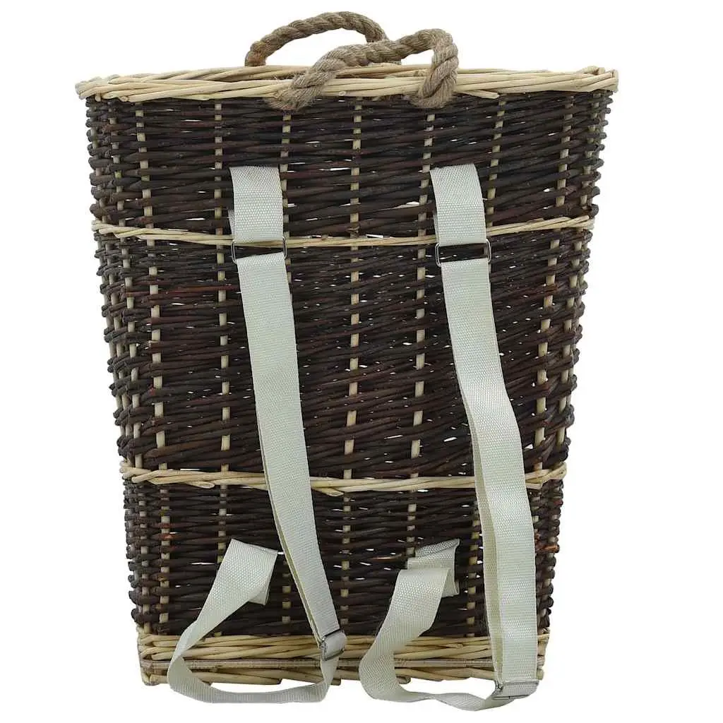 Firewood Backpack Carrier with Belts Natural Willow Log Storage Transport