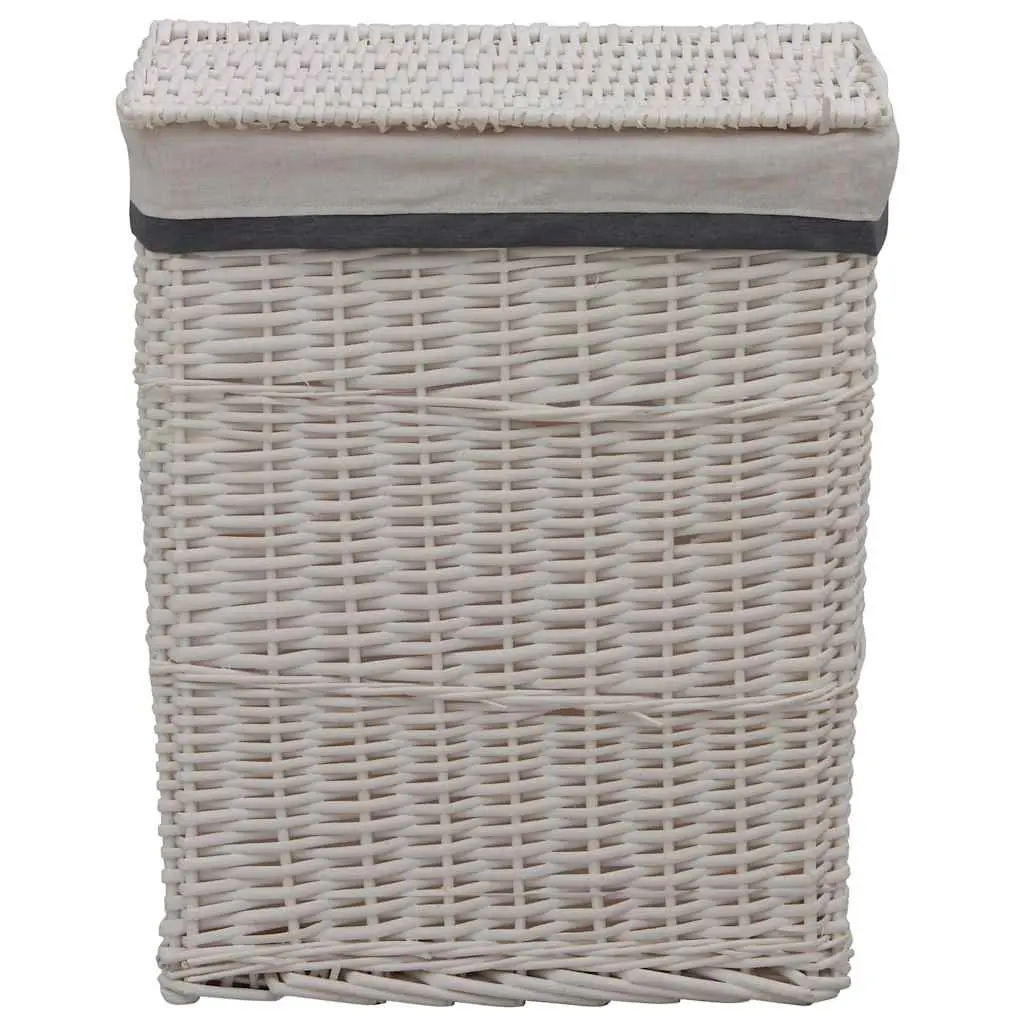 White Woven Willow Laundry Basket for Storage