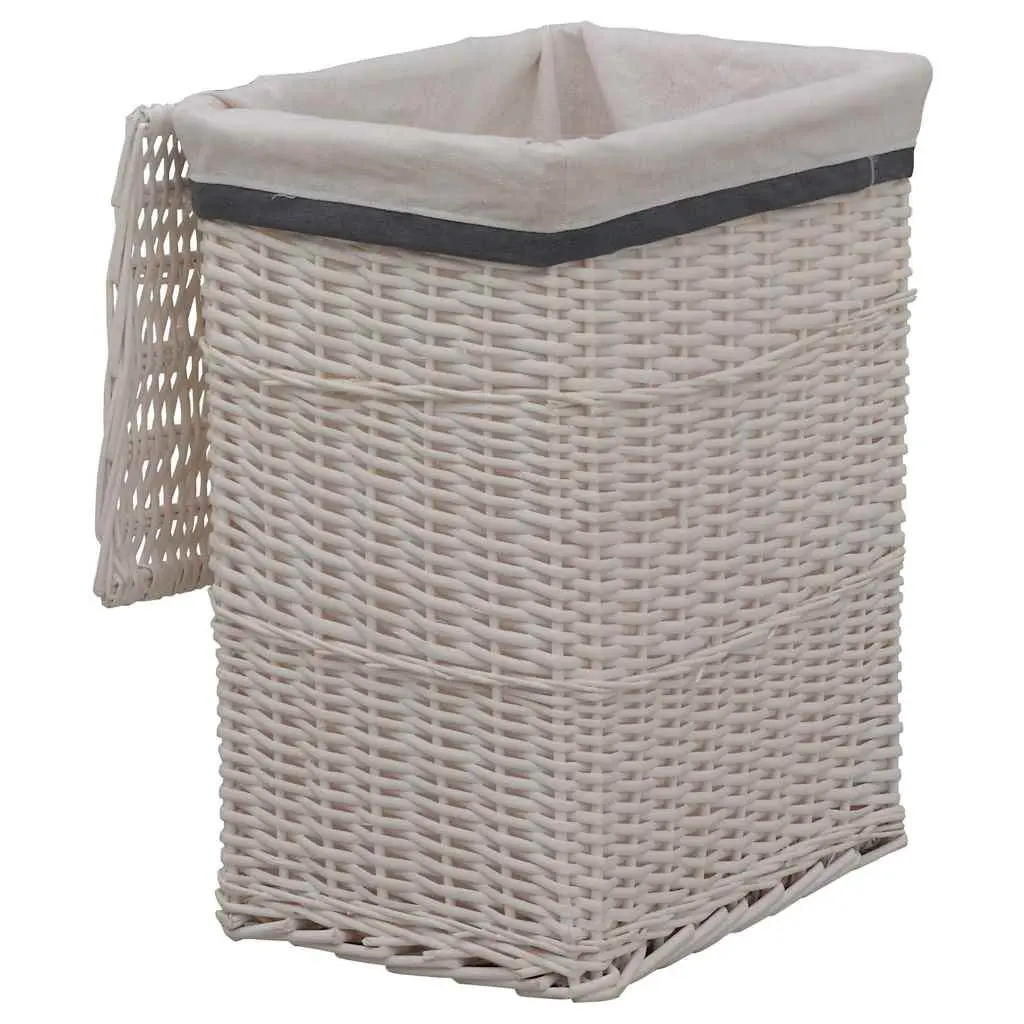 White Woven Willow Laundry Basket for Storage