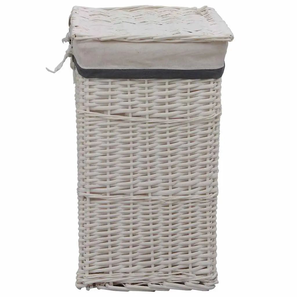 White Woven Willow Laundry Basket for Storage