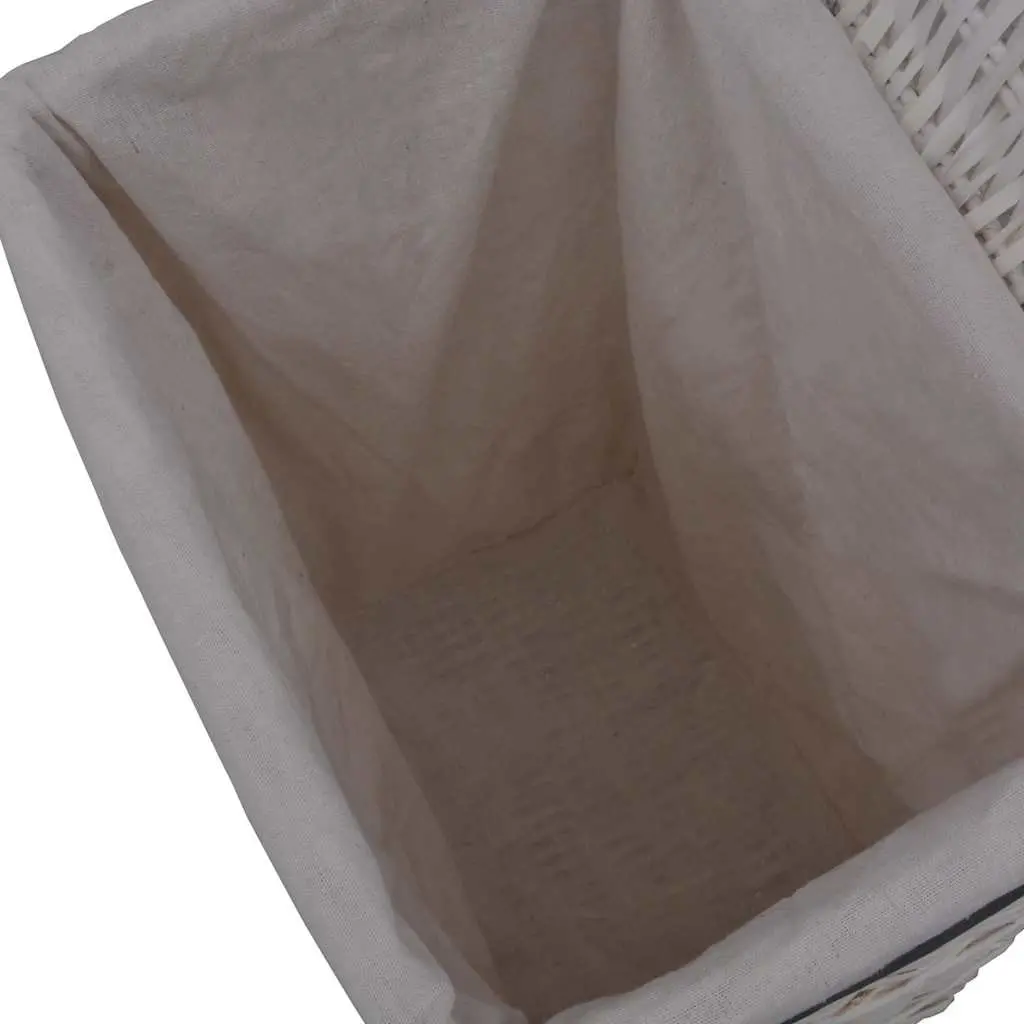 White Woven Willow Laundry Basket for Storage