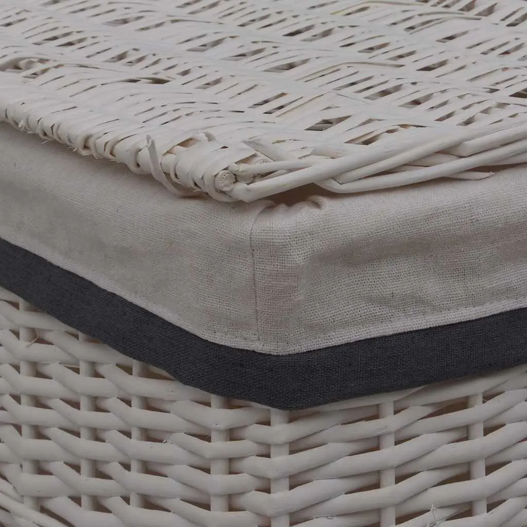 White Woven Willow Laundry Basket for Storage