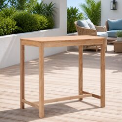 Sturdy Solid Teak Wood Bar Table for Outdoor Spaces