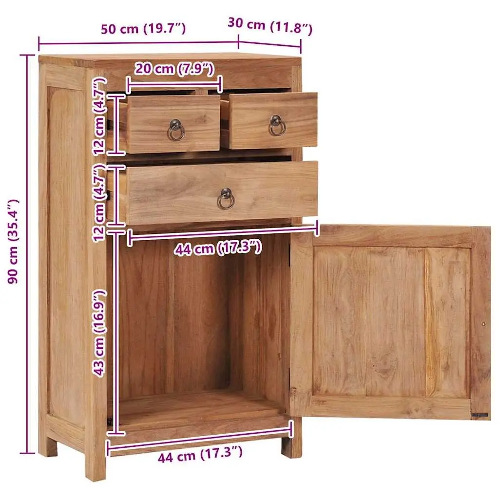 Rustic Colonial Sideboard Cabinet in Solid Teak Wood