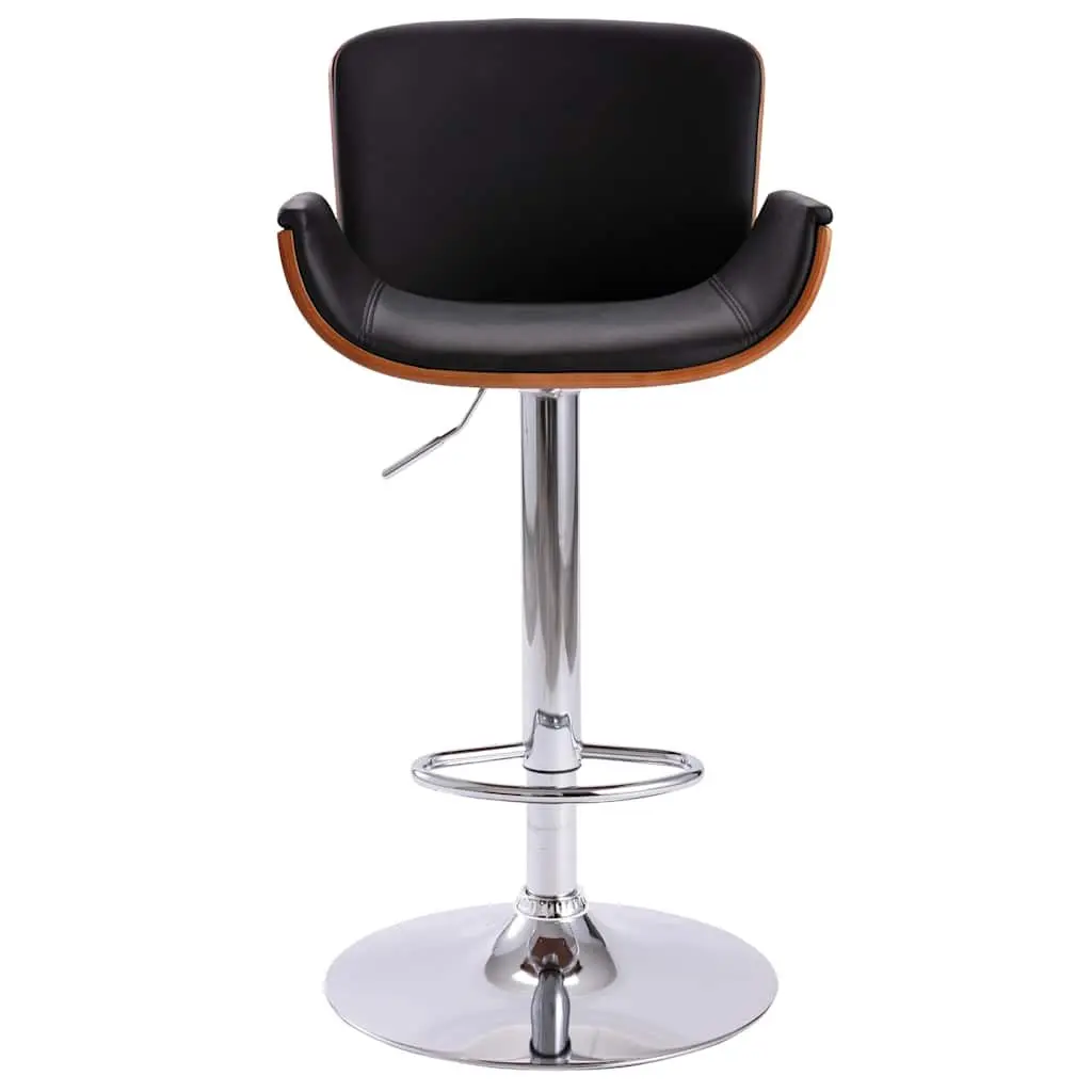 Bar Stool Faux Leather Black Height Adjustable Metal Frame