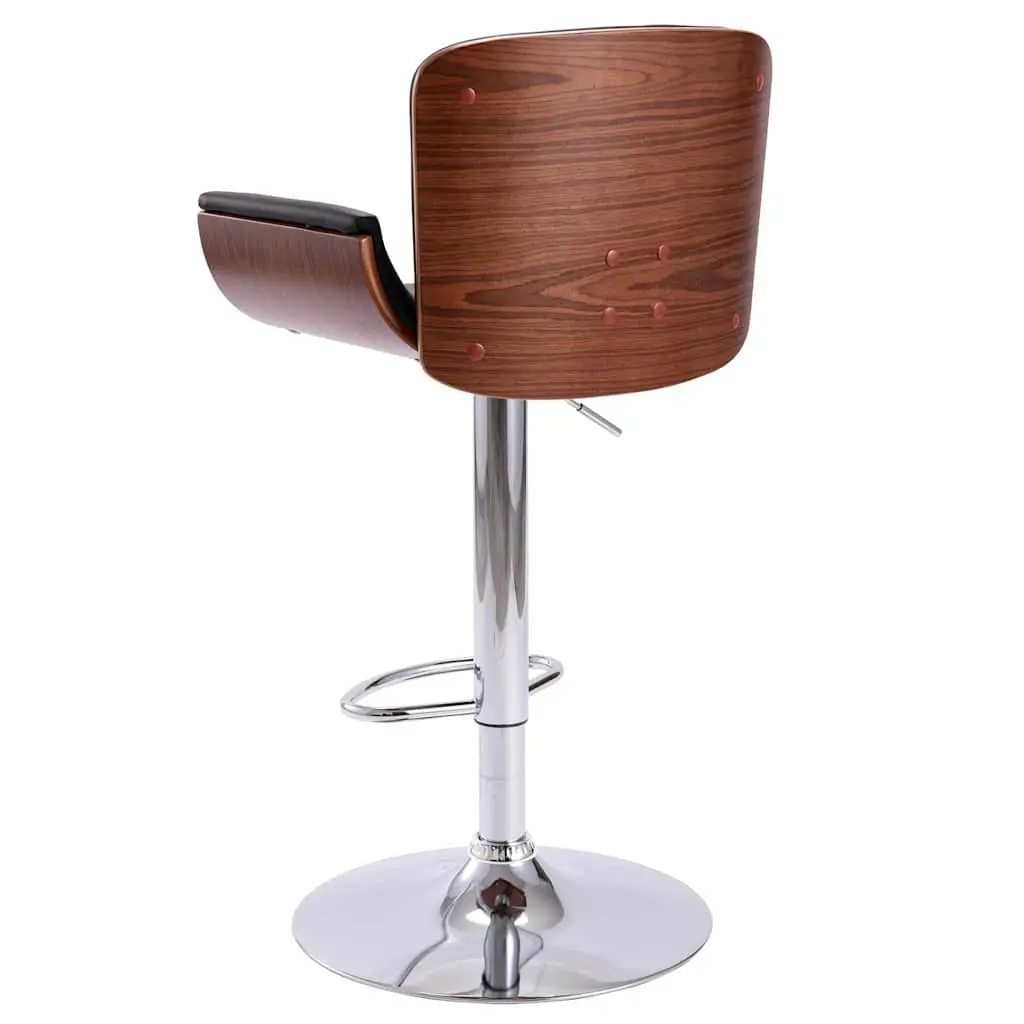 Bar Stool Faux Leather Black Height Adjustable Metal Frame