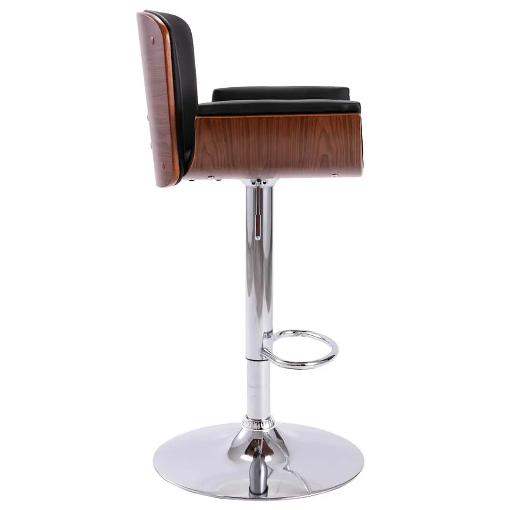 Bar Stool Faux Leather Black Height Adjustable Metal Frame