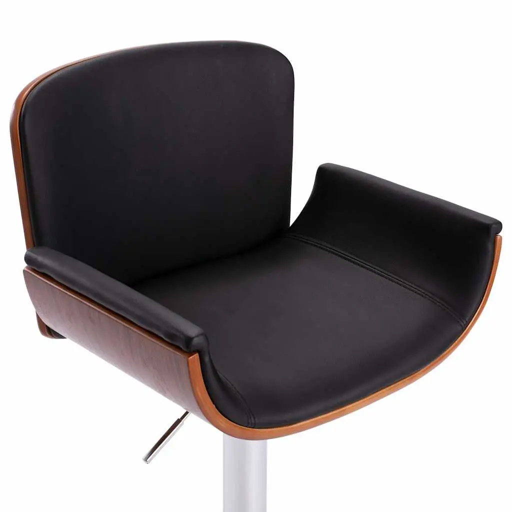 Bar Stool Faux Leather Black Height Adjustable Metal Frame