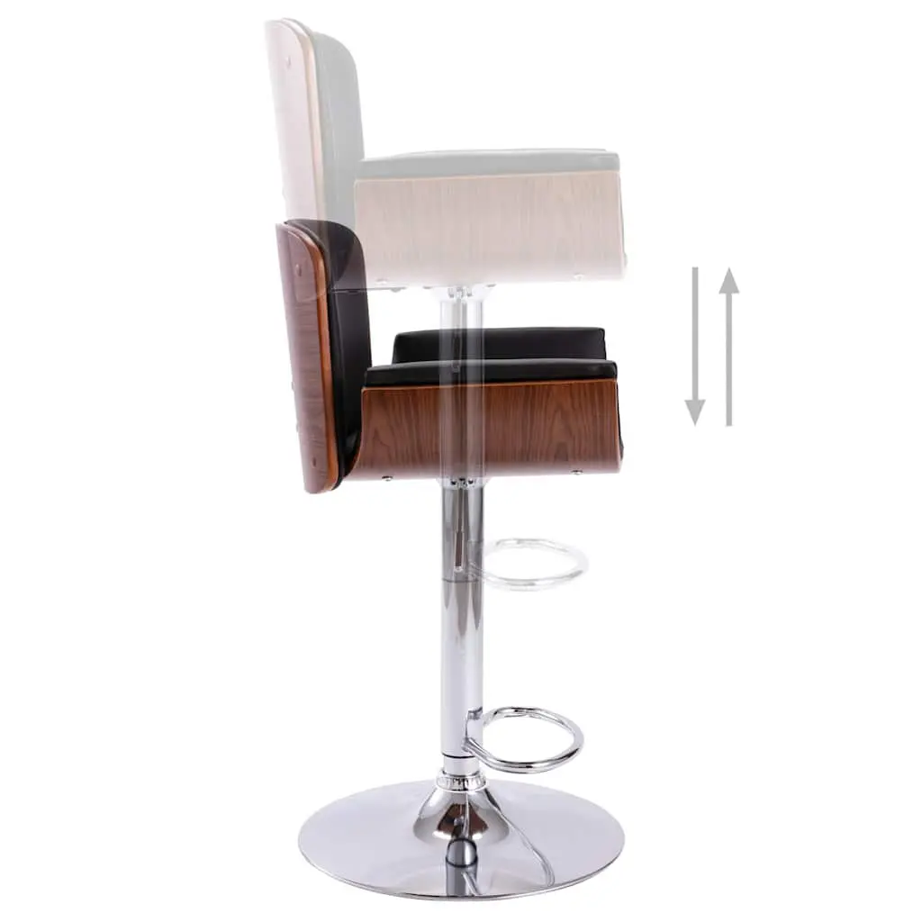 Bar Stool Faux Leather Black Height Adjustable Metal Frame