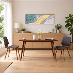 Set of 2 Contemporary Grey Upholstered Dining Chairs