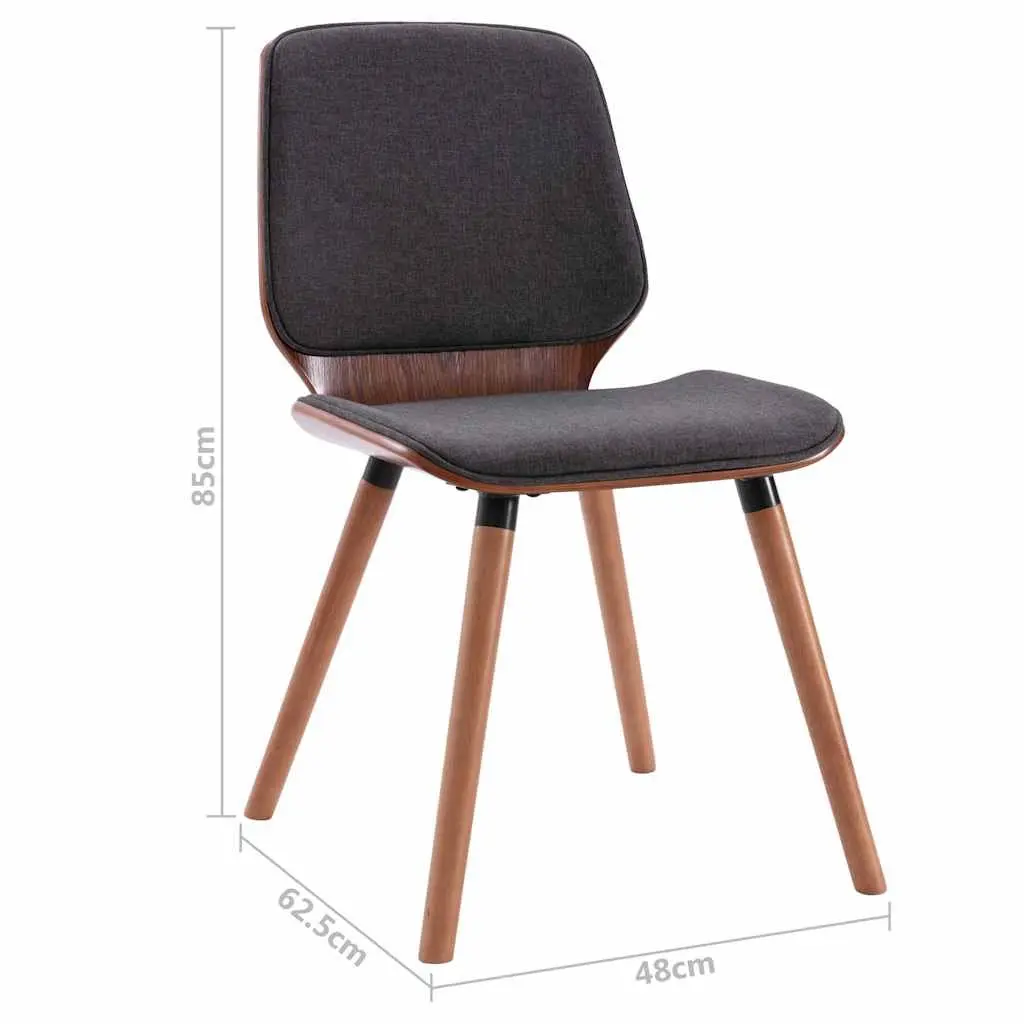 Dining Chairs Set Padded Fabric Upholstered Wood Frame 2 pcs Grey