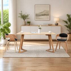 Dining Chairs Set of 2 Bent Wood Frame Faux Leather Seat Kitchen Lounge Seating