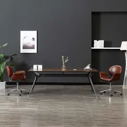 Brown Faux Leather Swivel Dining Chair with Gas Lift