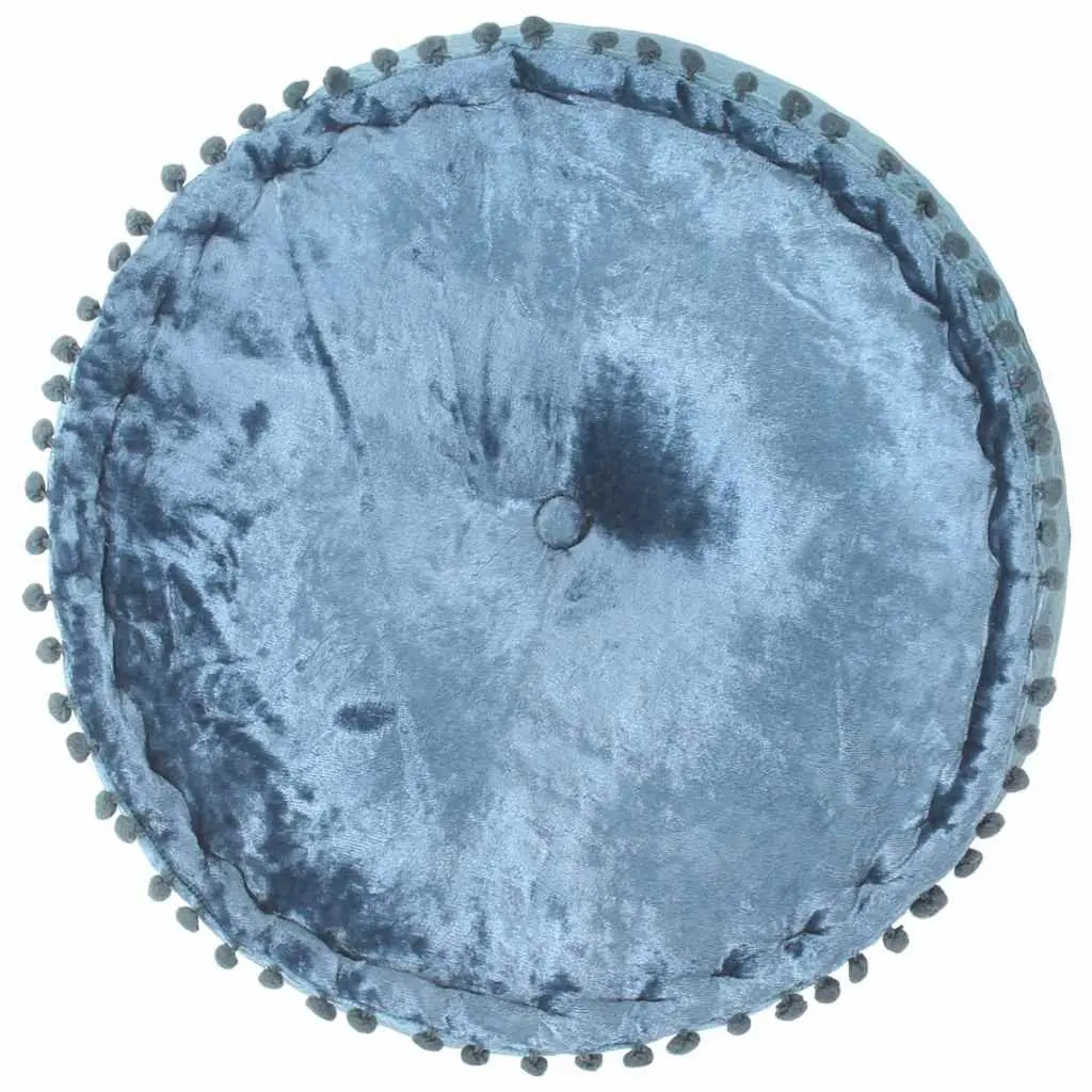 Round Pouffe Velvet 40x20cm Blue