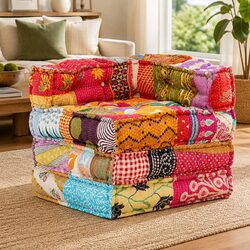 Durable Modular Pouffe with Unique Patchwork Design