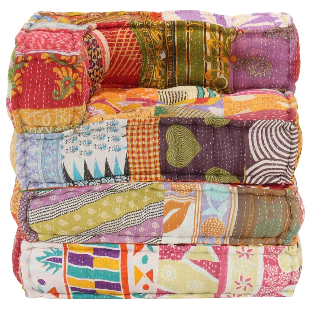 Modular Pouffe Patchwork Fabric Sofa Corner Chair Ottoman Living Room Seating