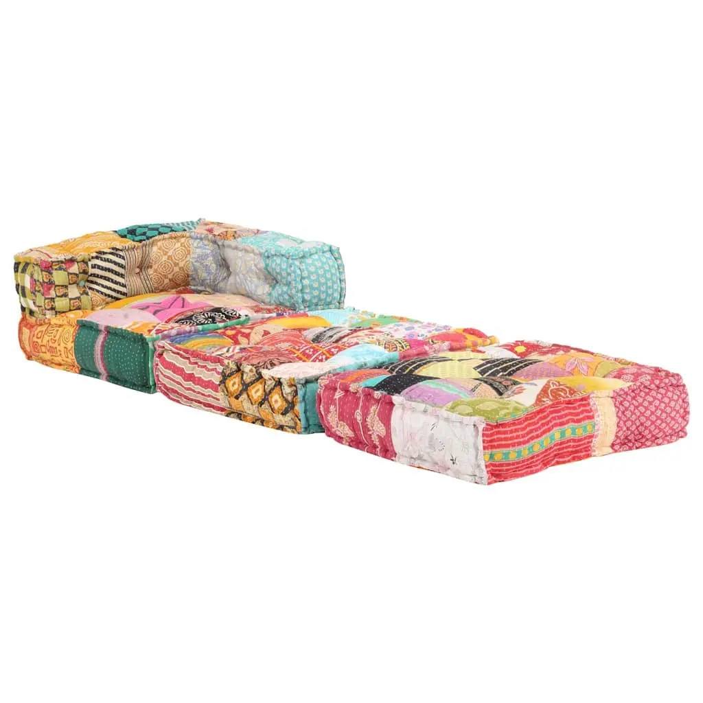 Modular Pouffe Patchwork Fabric Sofa Corner Chair Ottoman Living Room Seating