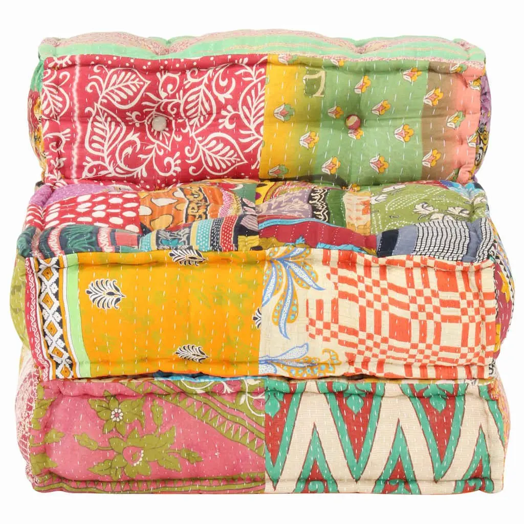 Modular Pouffe in Multicolour Patchwork Fabric