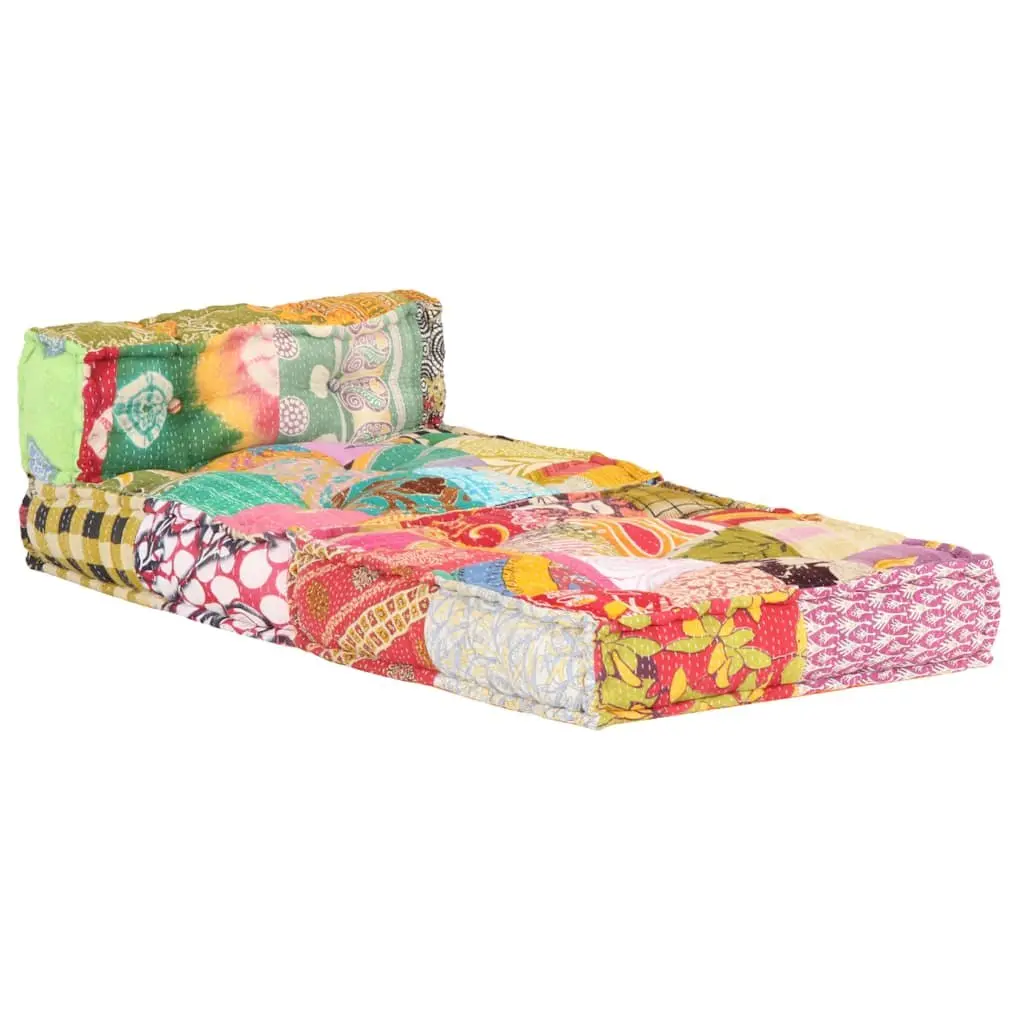 Modular Pouffe in Multicolour Patchwork Fabric