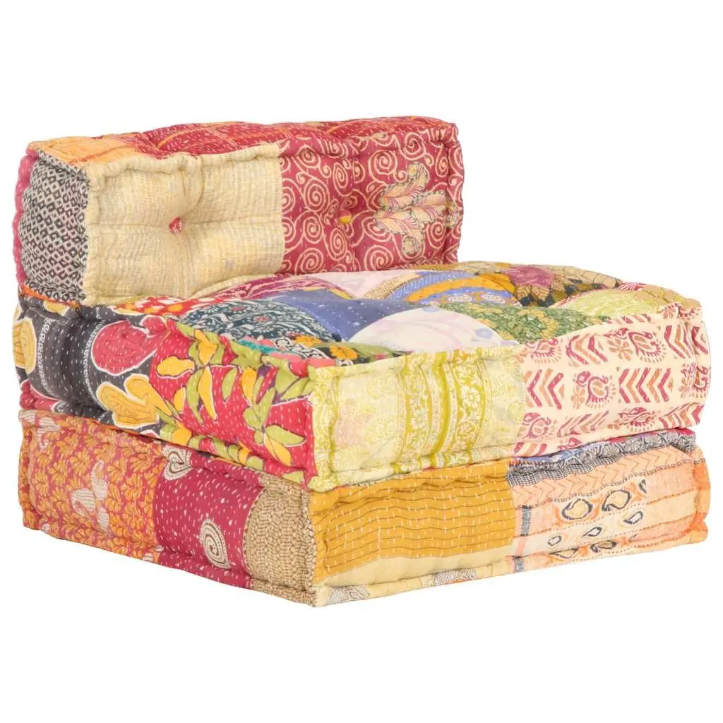 Modular Pouffe in Multicolour Patchwork Fabric