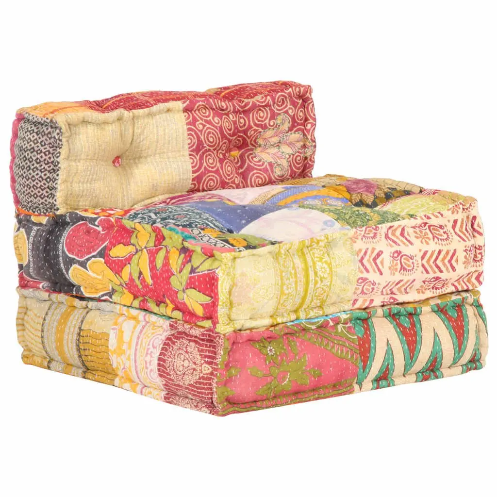 Modular Pouffe in Multicolour Patchwork Fabric