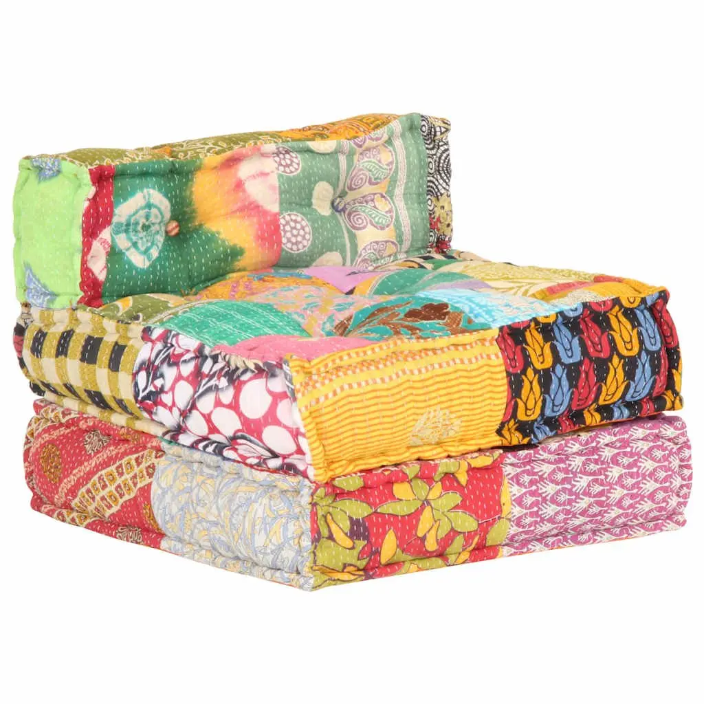 Modular Pouffe in Multicolour Patchwork Fabric