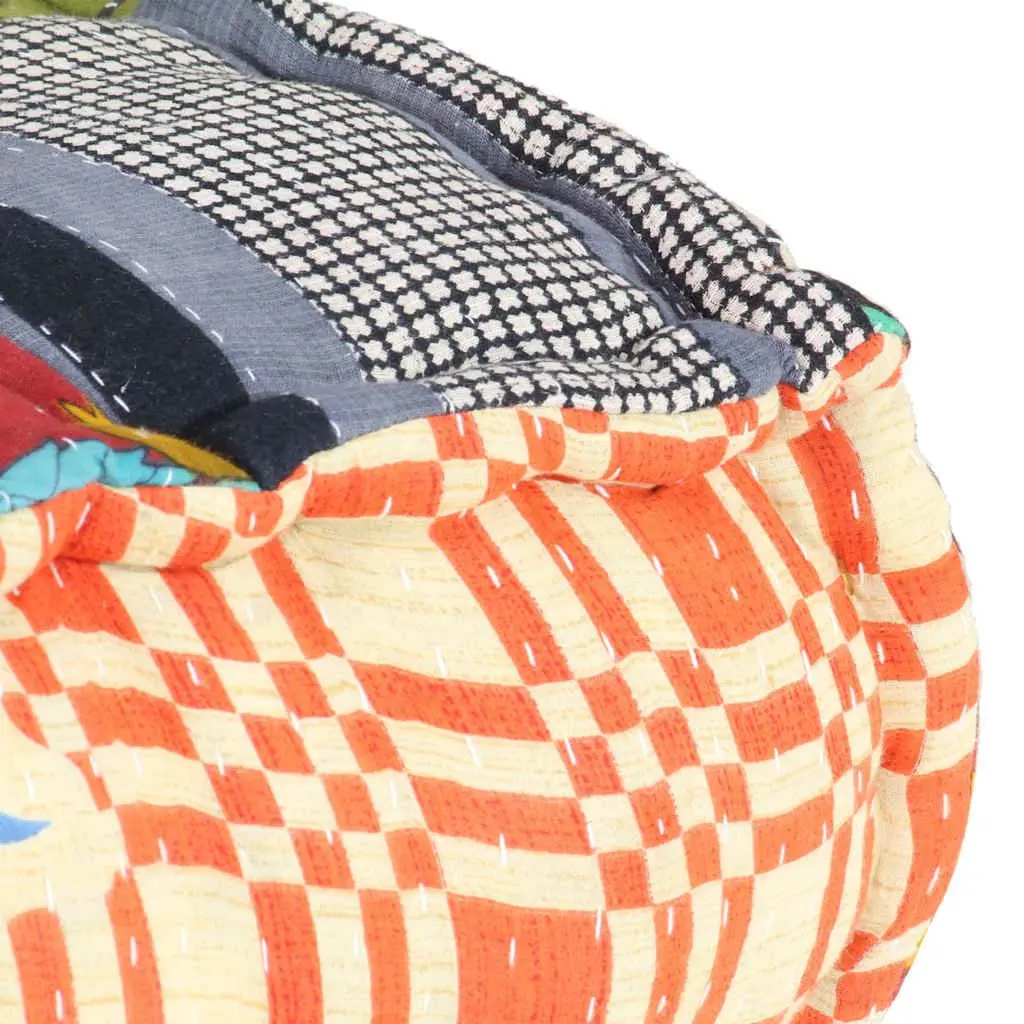 Modular Pouffe in Multicolour Patchwork Fabric