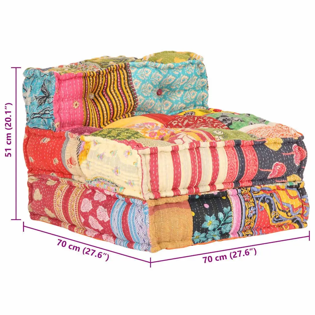 Modular Pouffe in Multicolour Patchwork Fabric