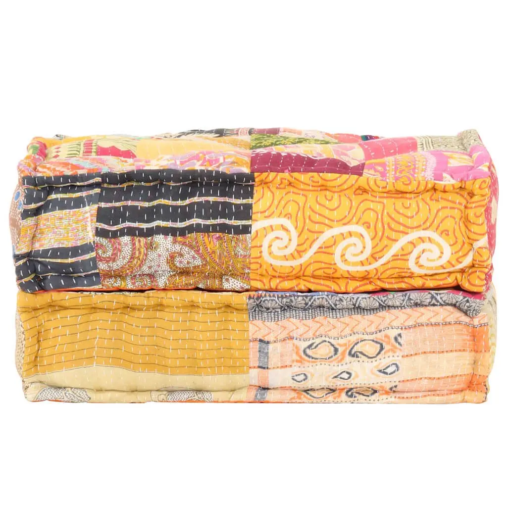 Multicolour Patchwork Pouffe Footrest Soft Fabric Ottoman