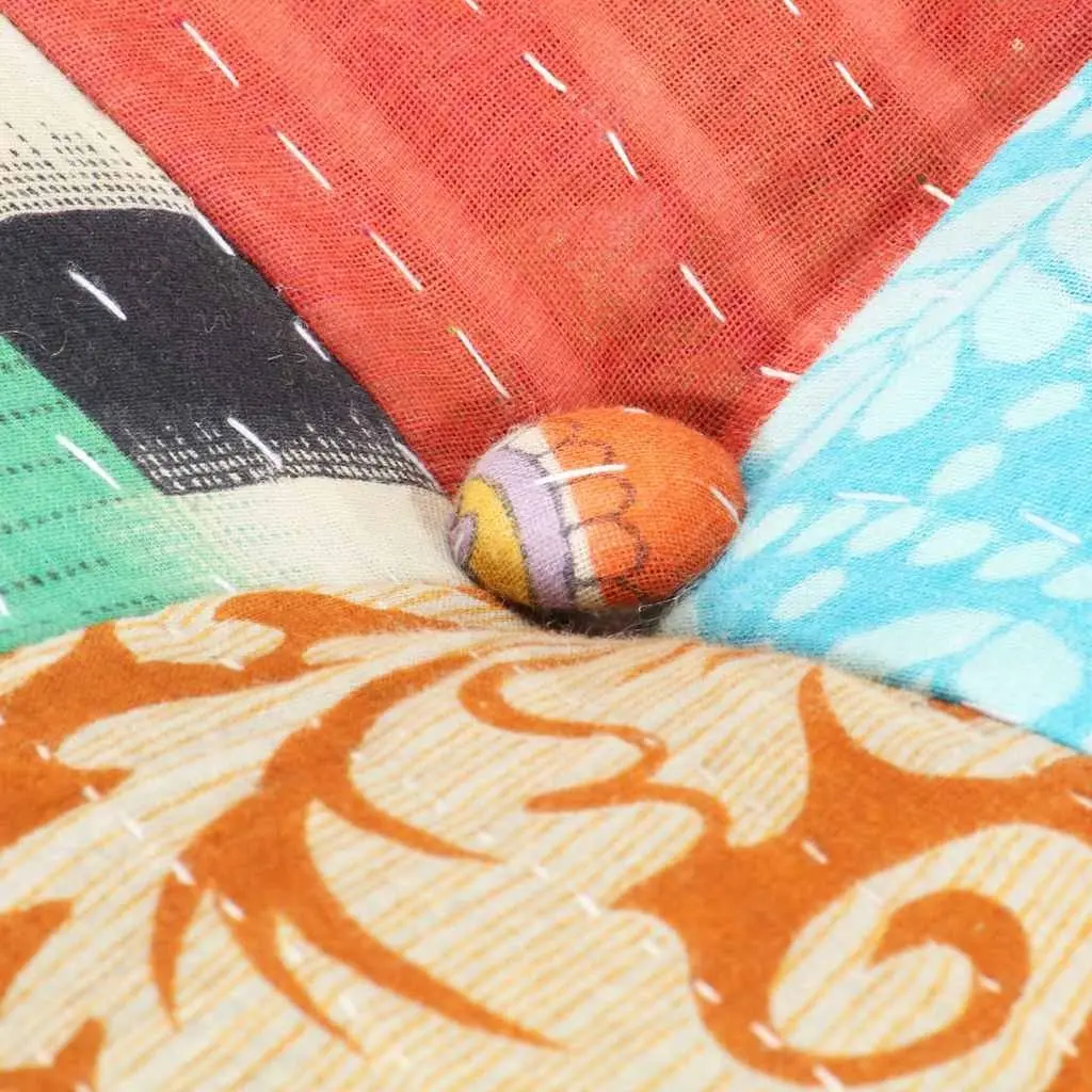 Multicolour Patchwork Pouffe Footrest Soft Fabric Ottoman