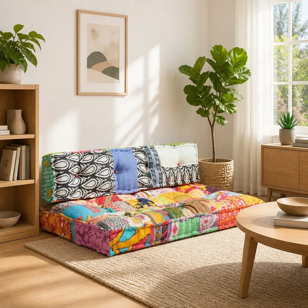 Multicolour Patchwork Pallet Sofa Cushion