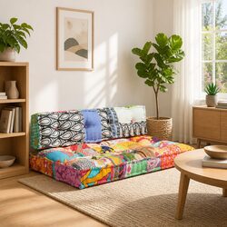 Comfortable Multicolour Patchwork Pallet Sofa Cushion