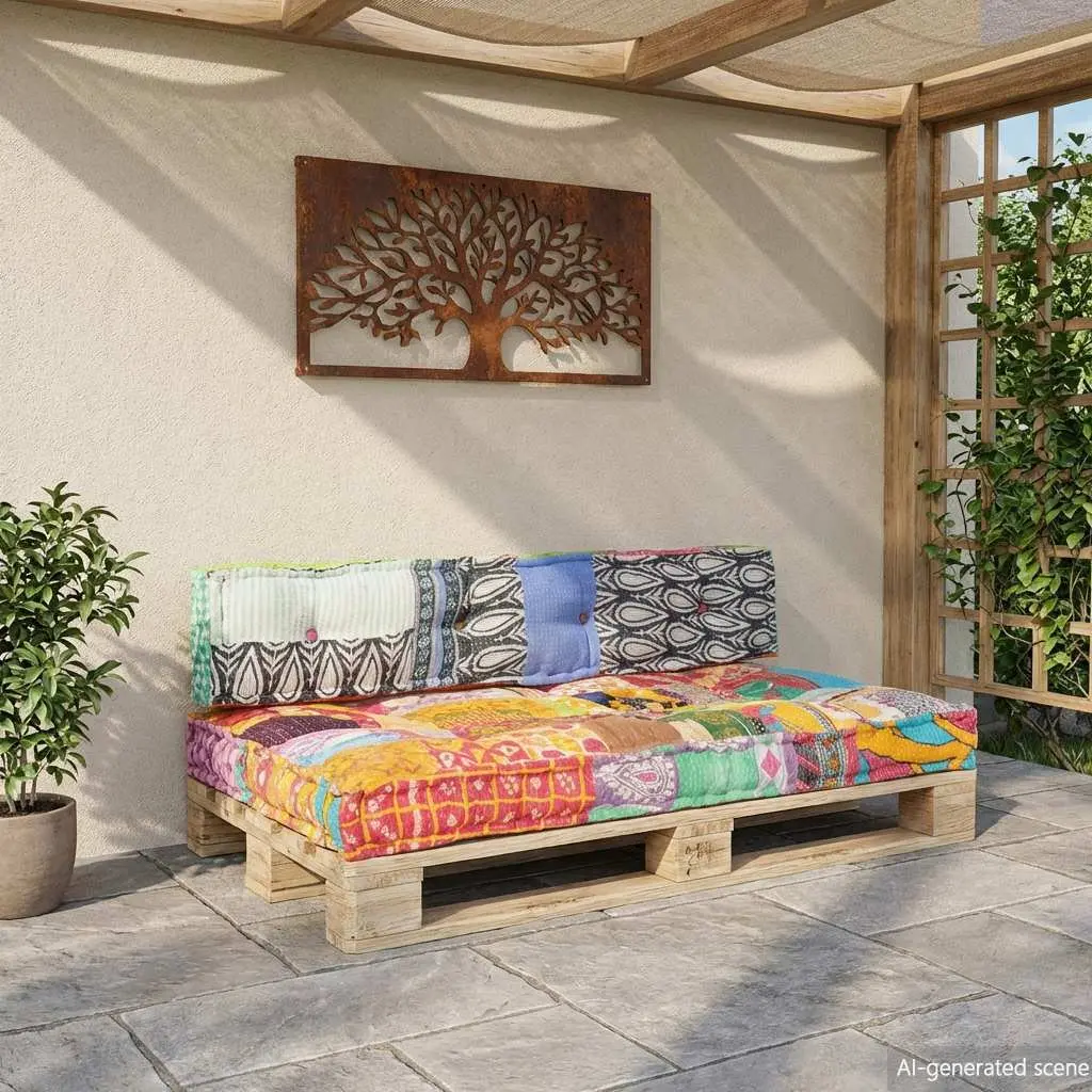 Multicolour Patchwork Pallet Sofa Cushion