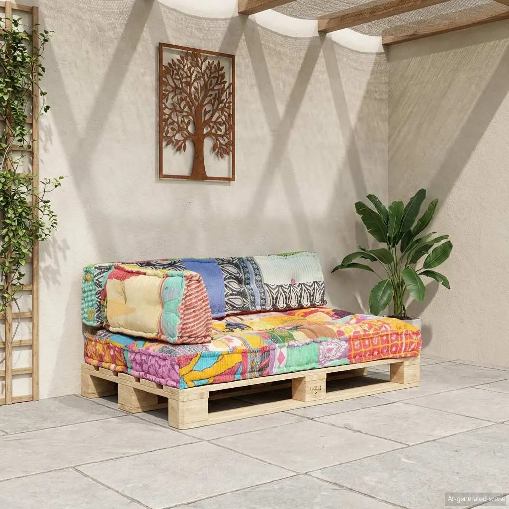 Pallet Sofa Cushion in Multicolour Patchwork