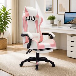 Stylish Racing Chair with LED Lights and Footrest