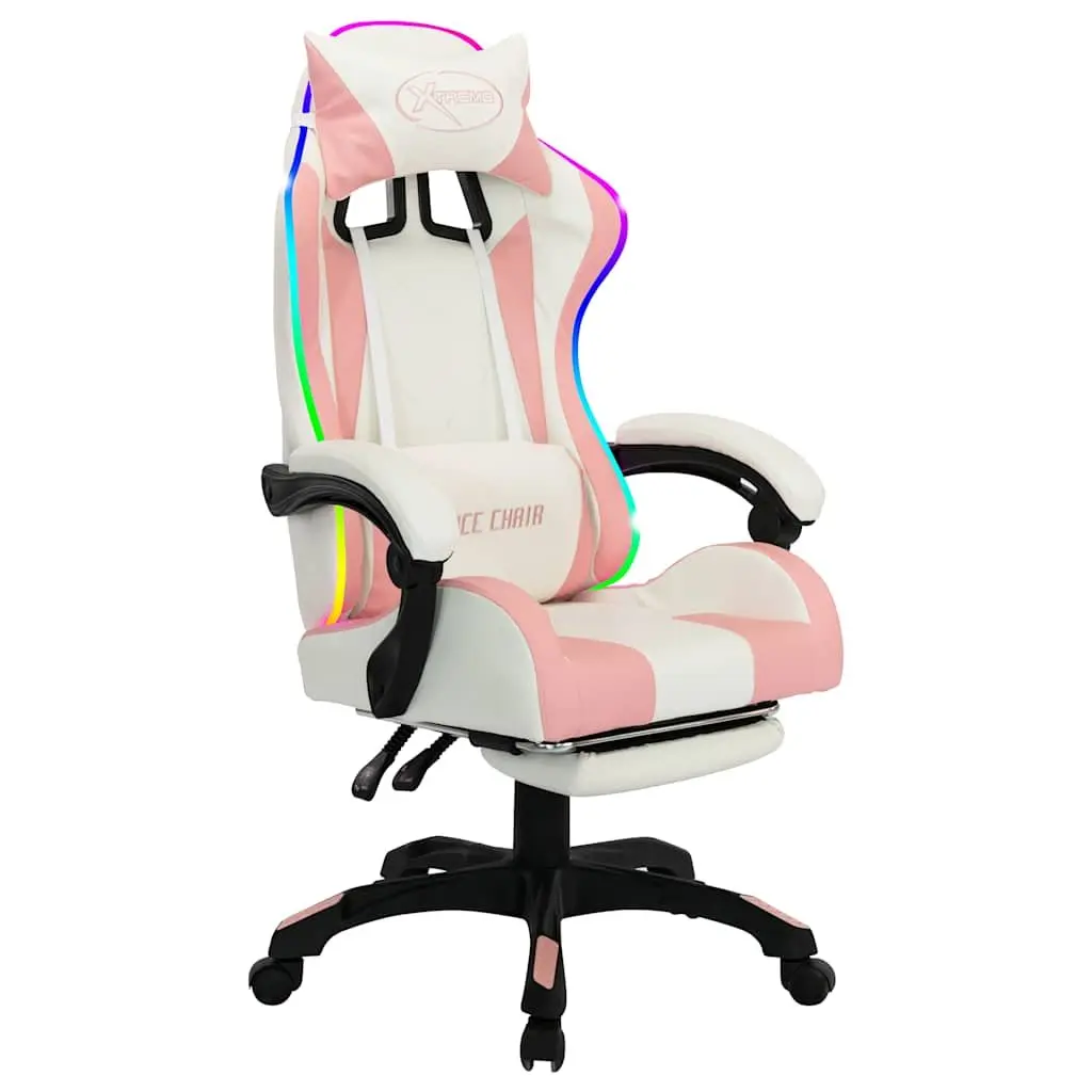 Racing Chair with LED Lights and Footrest