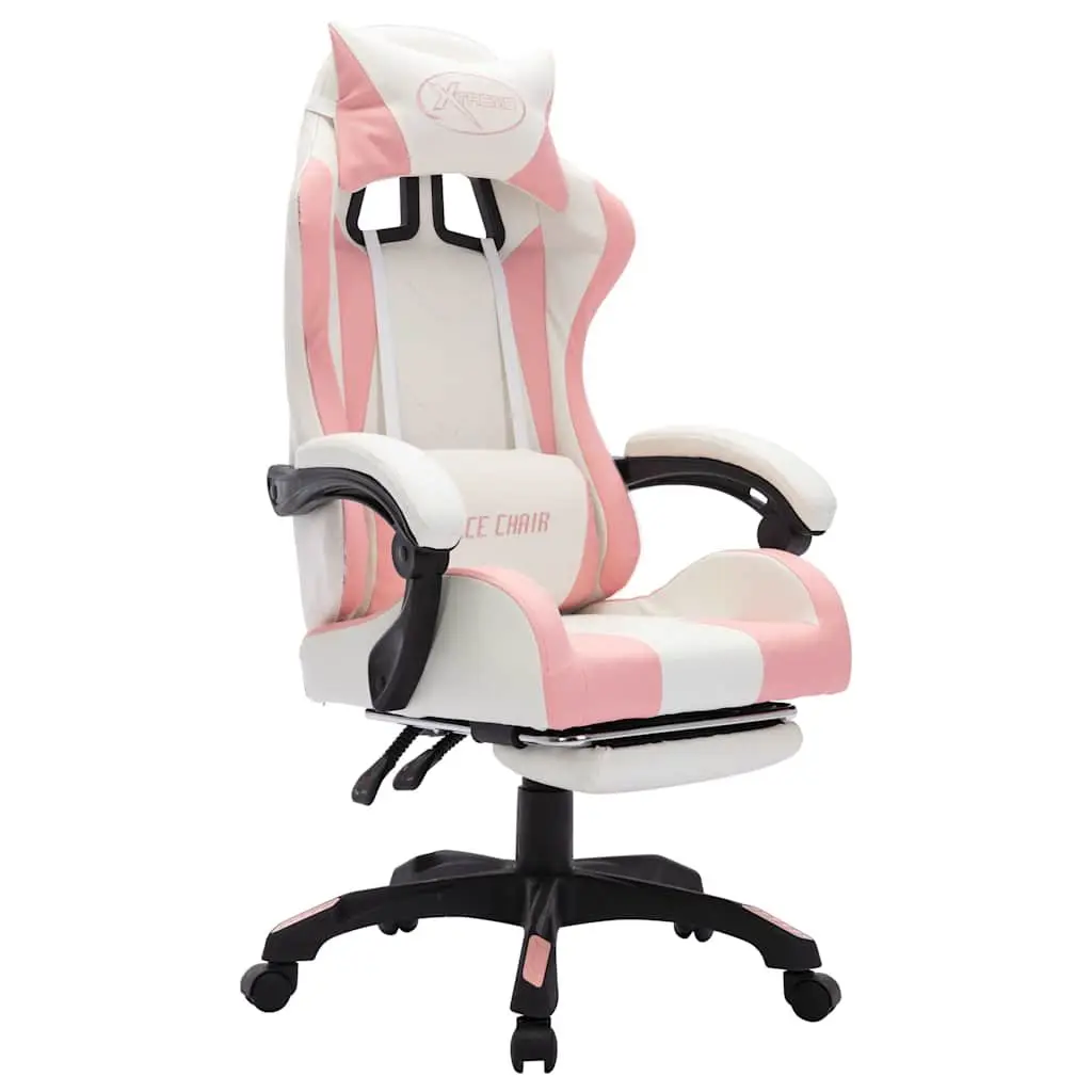 Racing Chair with LED Lights and Footrest