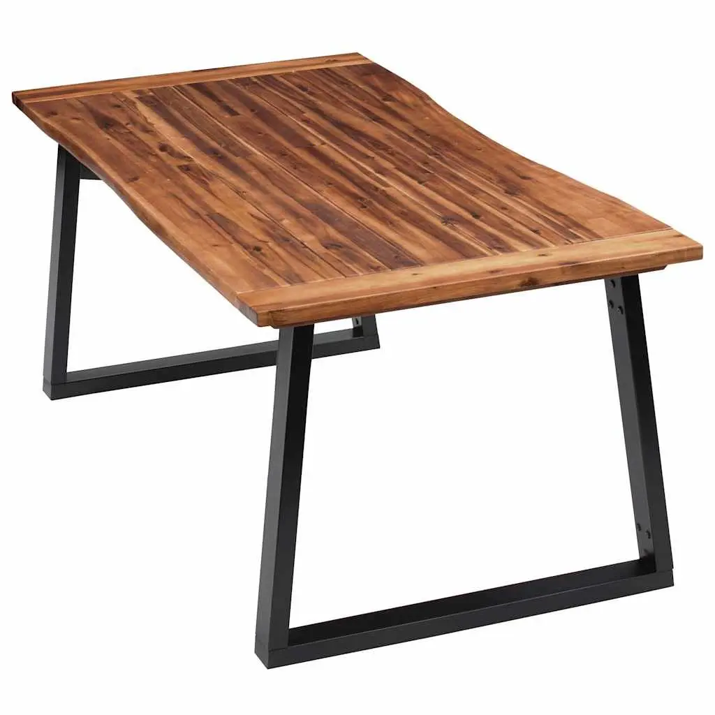 Dining Table Solid Acacia Wood 180x90cm Brown Industrial Style Metal Legs