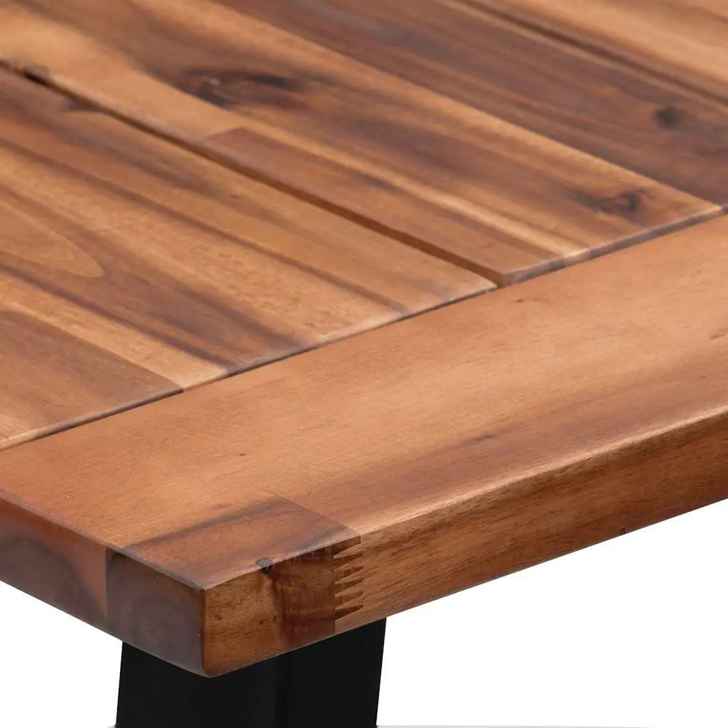 Dining Table Solid Acacia Wood 180x90cm Brown Industrial Style Metal Legs