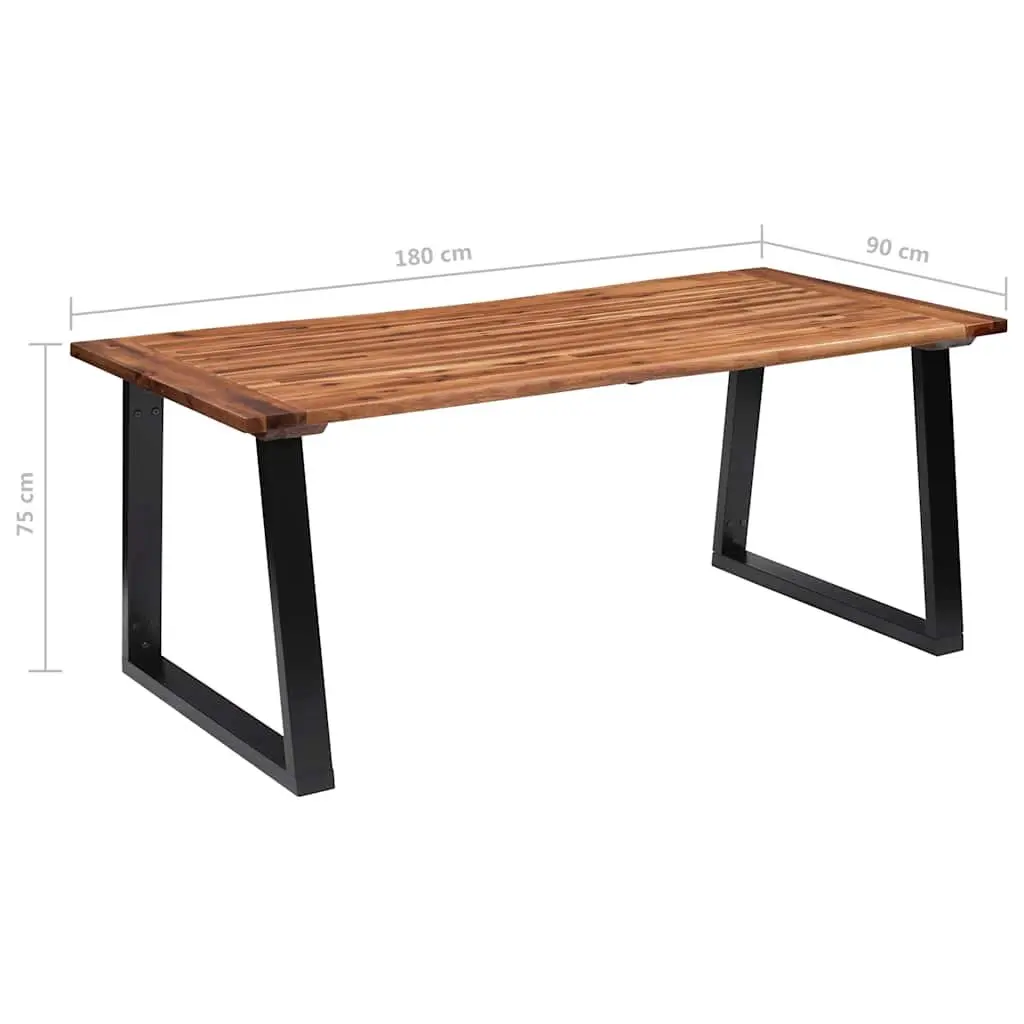 Dining Table Solid Acacia Wood 180x90cm Brown Industrial Style Metal Legs