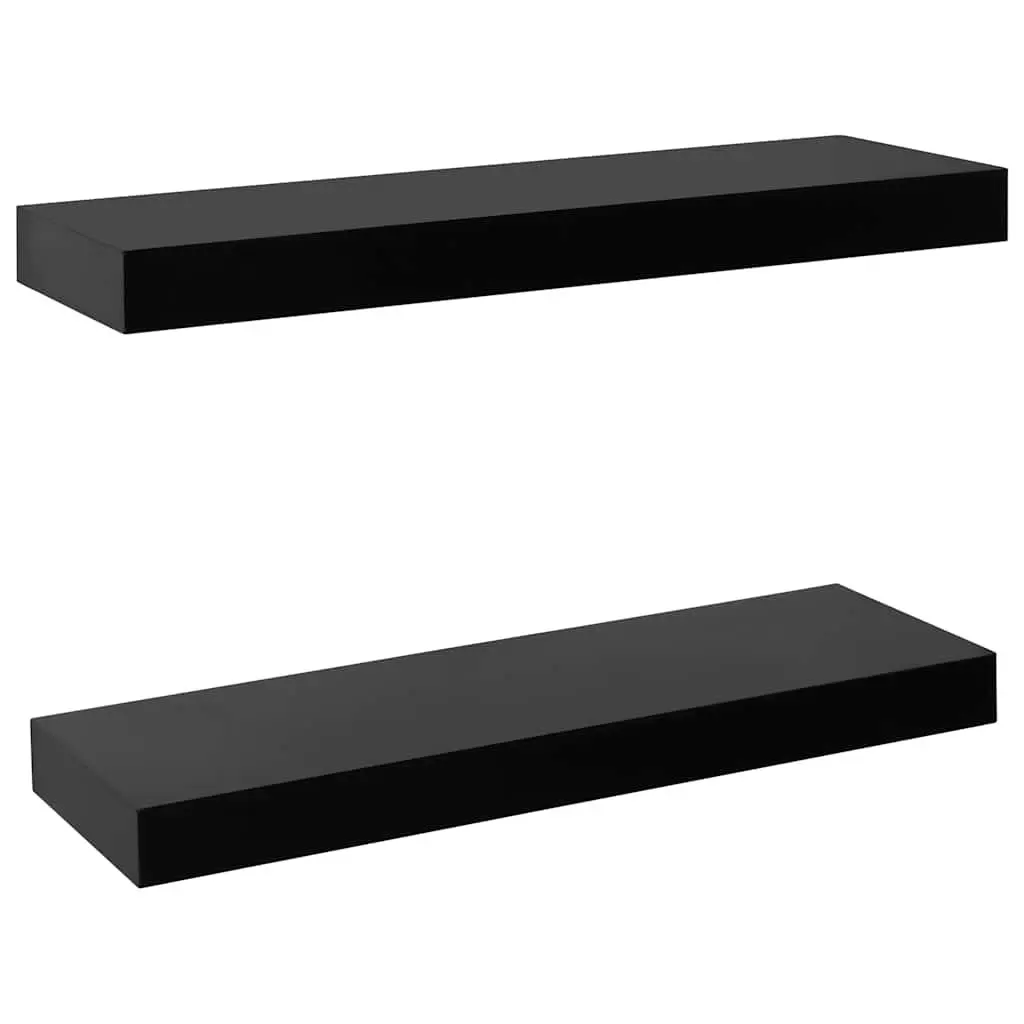 Black Floating Wall Shelves Display Set 40x20cm