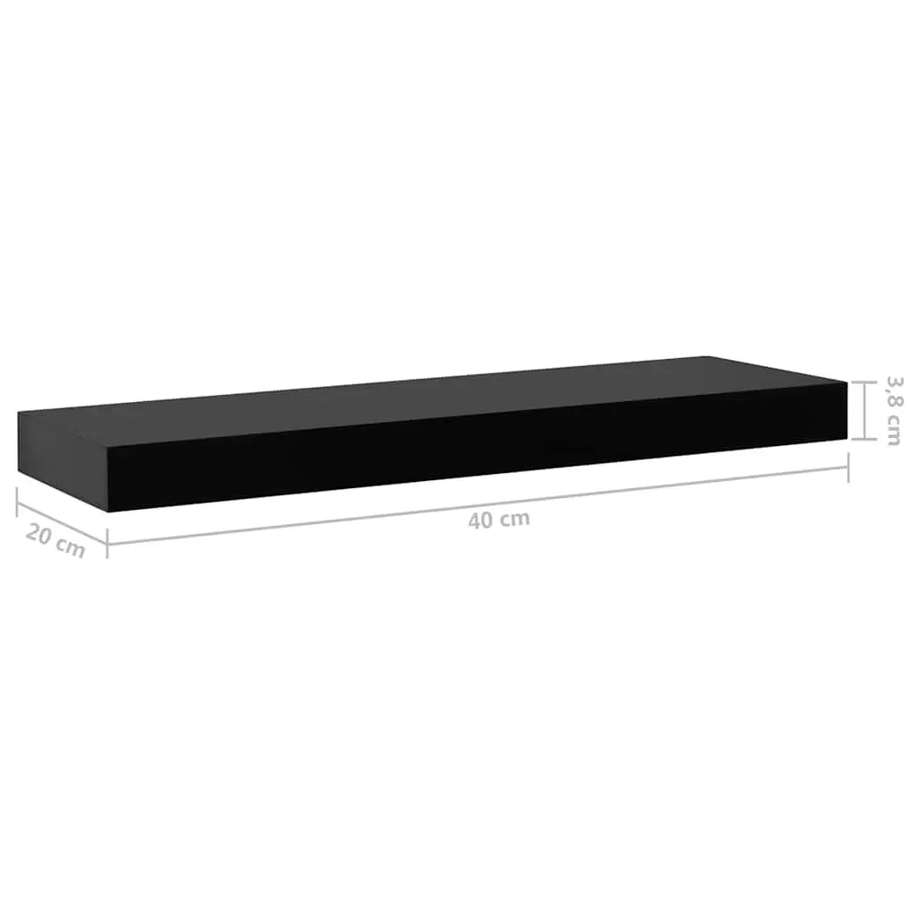 Black Floating Wall Shelves Display Set 40x20cm