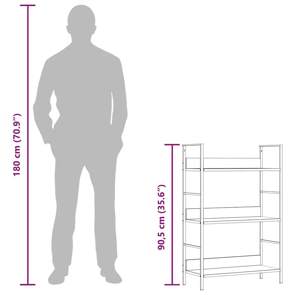 3-Layer Book Shelf in Brown Engineered Wood